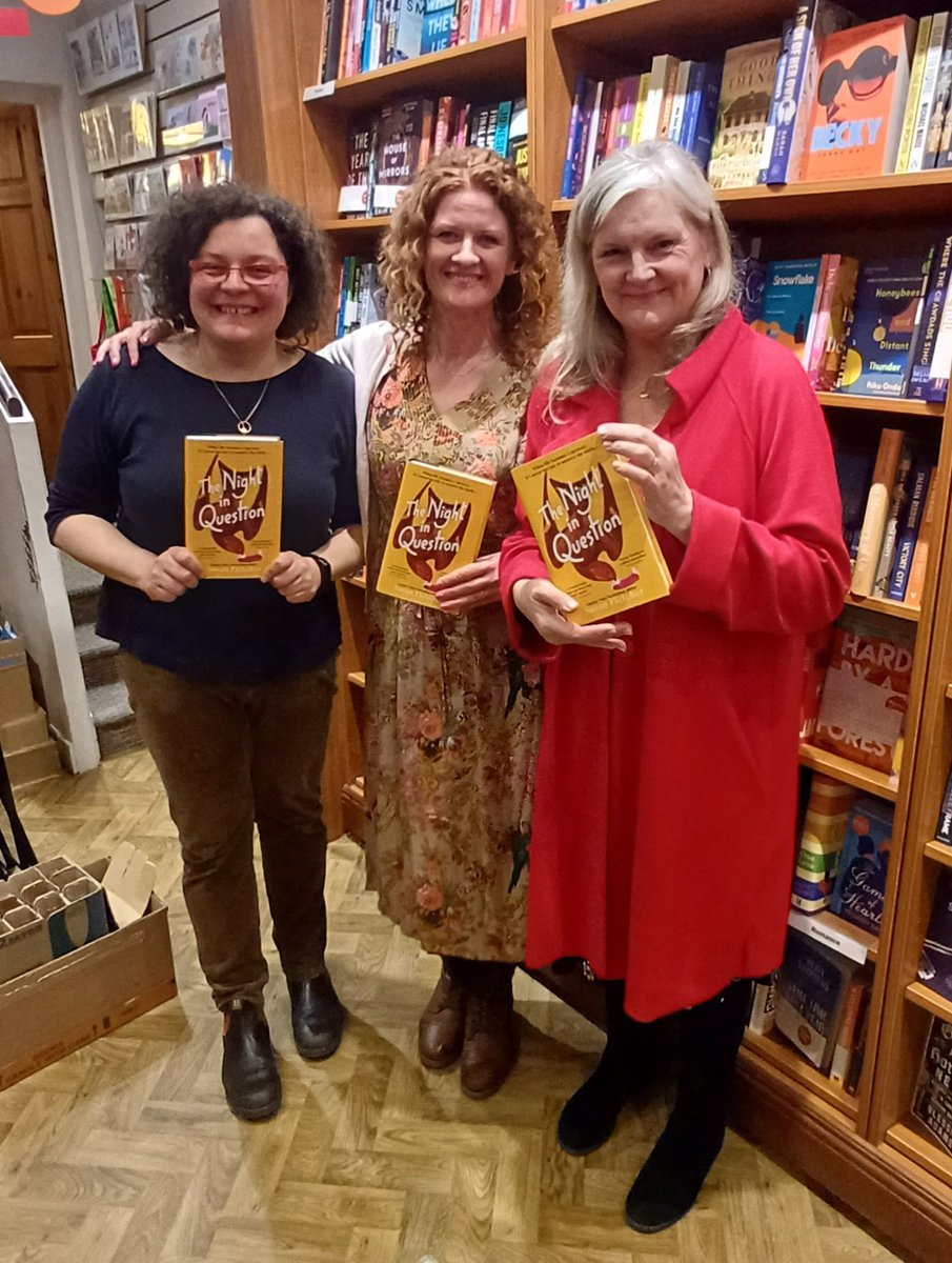 Thank you to dearest Pauline (and Mog!) for last night's event at @warwick_books - and to all who came. (Extra thanks to @alisonbarrow for coming so far!) It was the perfect way to send #TheNightInQuestion into the world ... #Florrie 🩷💛 @Taffyagent @hanwints @SallyWeditor = 🥂