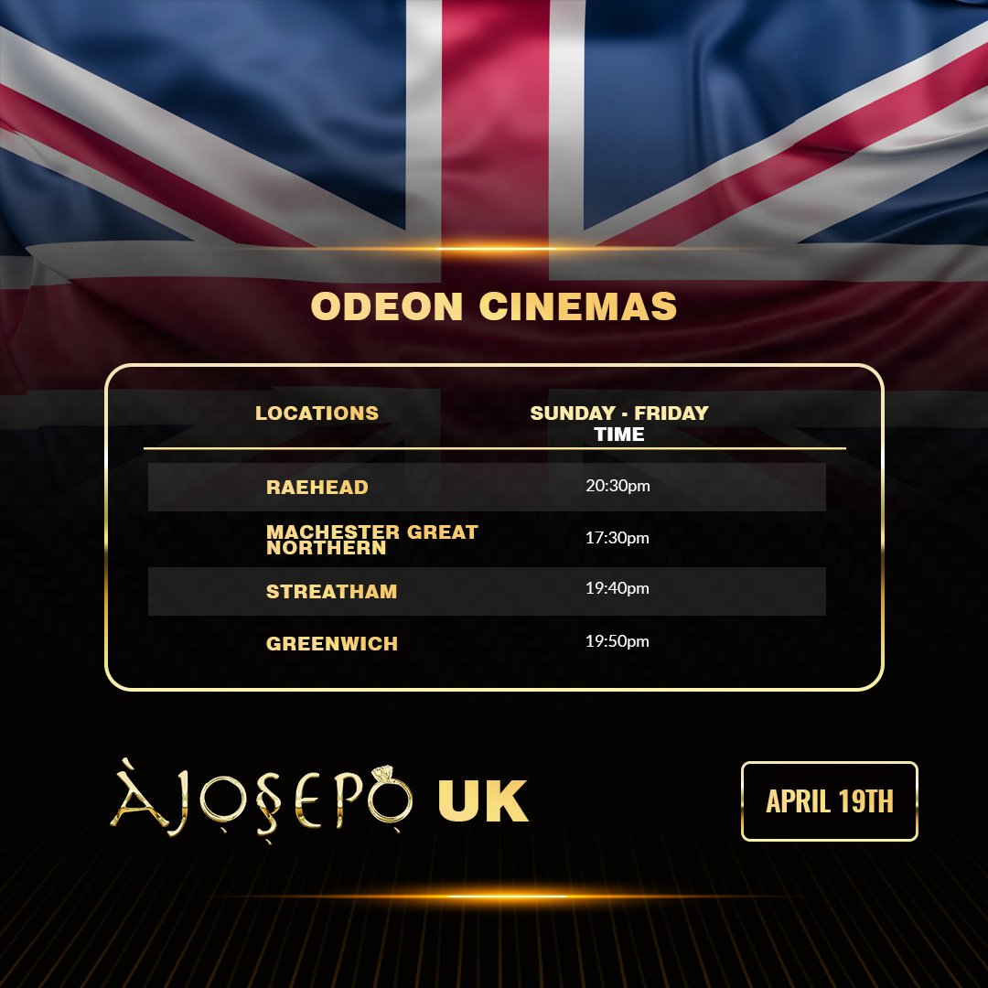 AJOSEPO in selected Odeon Cinemas - from 19th April - Manchester, Greenwich, Streatham, Surrey Quays, Birmingham & Braehead (Scotland)
#TaylorSwift
#Dubai #uk #odeon #showtime #AVFC #