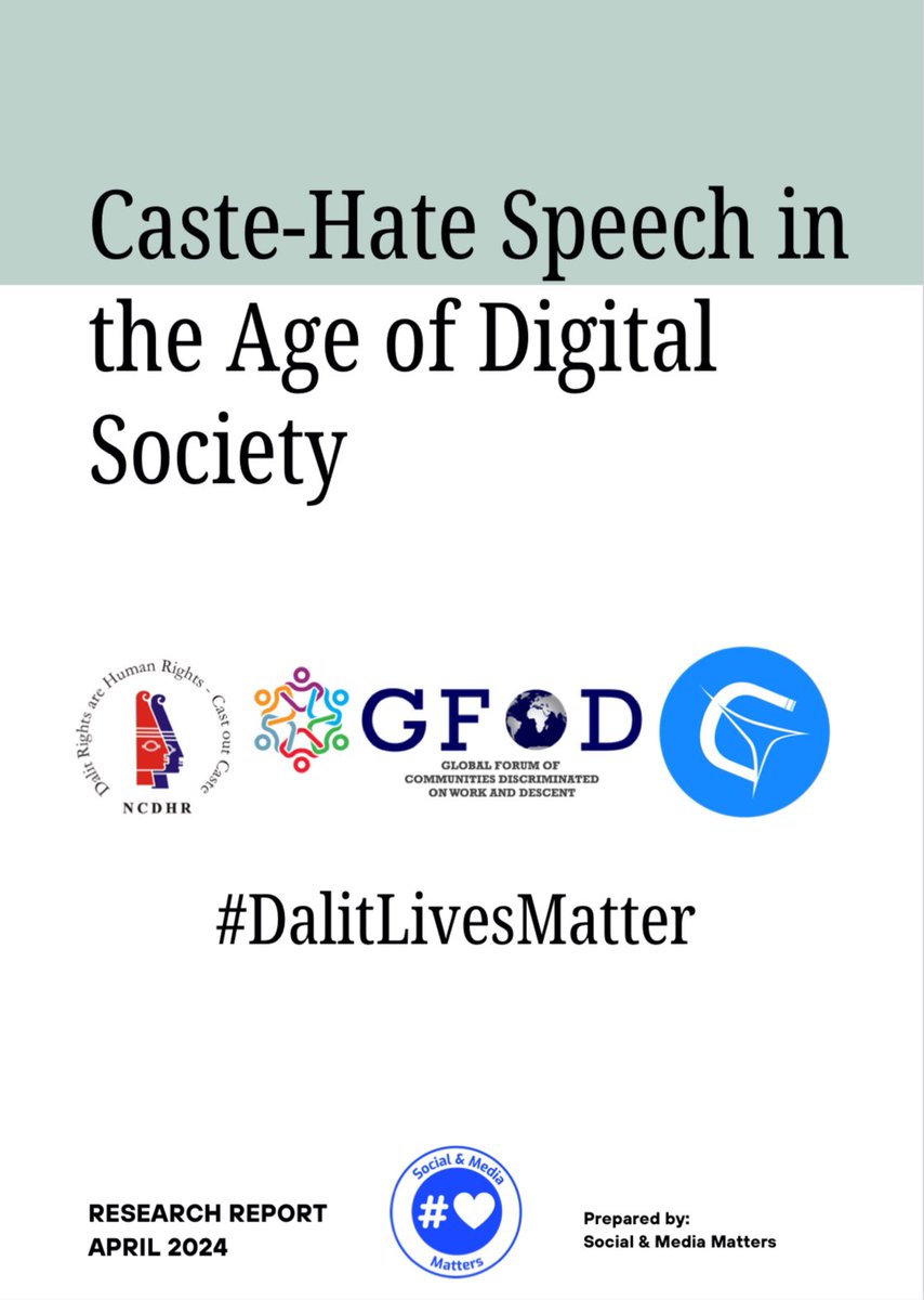 Announcing the release of our report: 'Caste-Hate Speech in the Age of Digital Society'. 💙✊🏽 🔗 Link to the report: ncdhr.org.in/wp-content/upl… Socialmediamatters Dr Azizur Rahman #DigitalEquality #CasteHateSpeech #Inclusivelnternet #JaiBhim #CastOutCaste