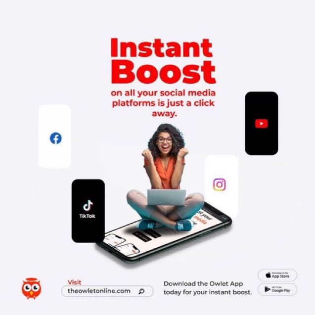 With just a click you can get instant boost on all your social media platforms. Sign up on @theowletonline and get all the numbers you need Owletpro.com. #OwletBoostsYou