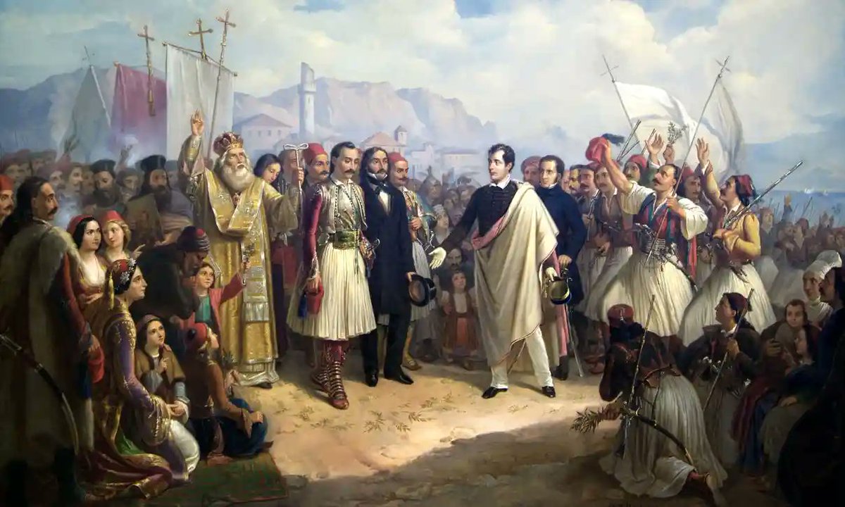 Lord Byron, poet and peer, joined the Greek War of Independence to fight the Ottoman Empire, for which Greeks revere him as a folk hero. He died of a fever #otd aged thirty-six in Missolonghi... Lord Byron January 22, 1788 – April 19, 1824
