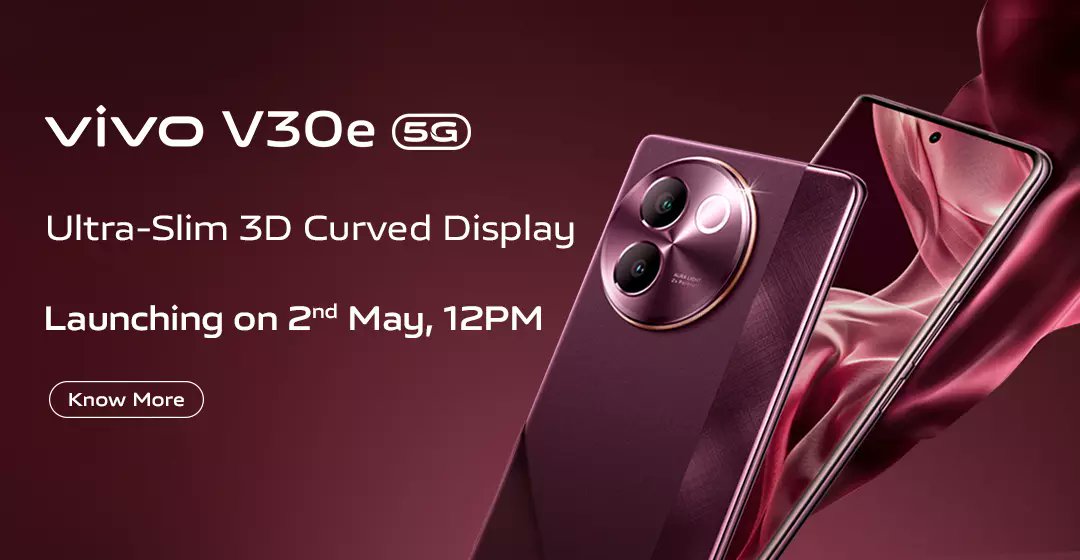 Vivo V30e India launch officially confirmed on May 2