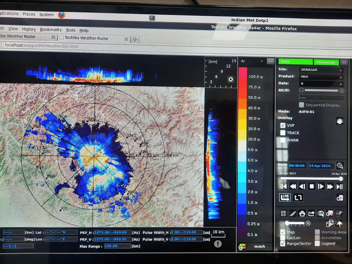 Latest Radar image: Raining moderately over most parts of Central Kashmir and adjoining areas.