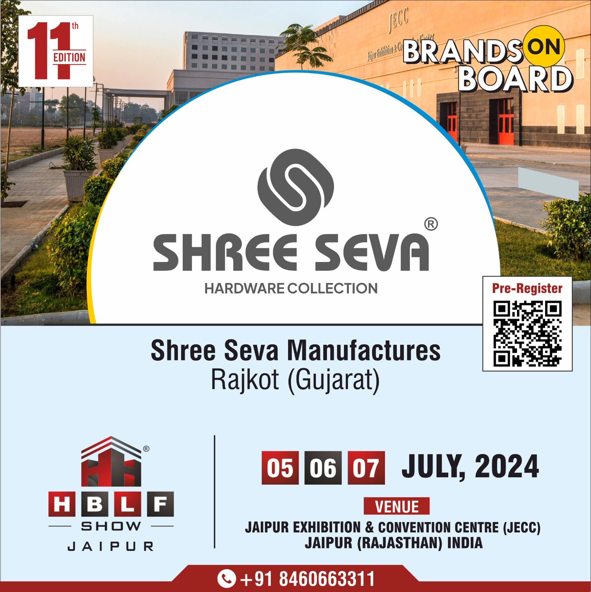 HBLFShow's tweet image. SHREE SEVA: Join us at #HBLFShow Jaipur, 05-06-07 July 2024 at JECC Rajasthan - See You There!
#ShreeSeva #HardwareCollection #ShreeSevaHardware #HardwareItemsManufacturers #SevaHardware #HardwareProductsManufacturers #Rajkot #HandlesManufacturer #HBLFShow2024 #Jaipur #JECC