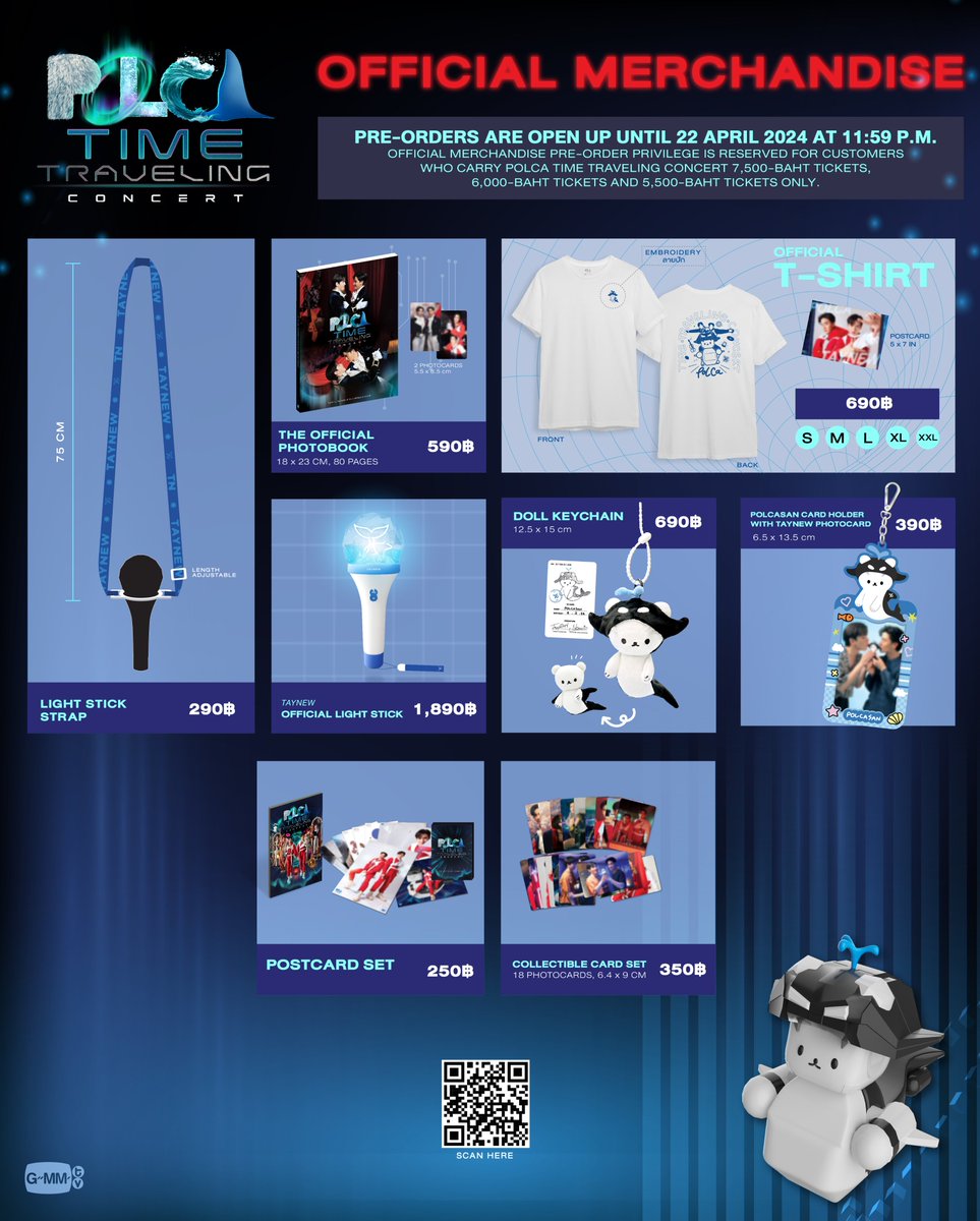 The time has come! Pre-order for official merchandise from Polca Time Traveling Concert is now available for people who carry the 7,500-baht tickets, 6,000-baht tickets and 5,500-baht tickets only. preorder.gmm-tv.com พรีออเดอร์ถึงวันที่ 22 เมษายน 2567 เวลา 23.59 น.