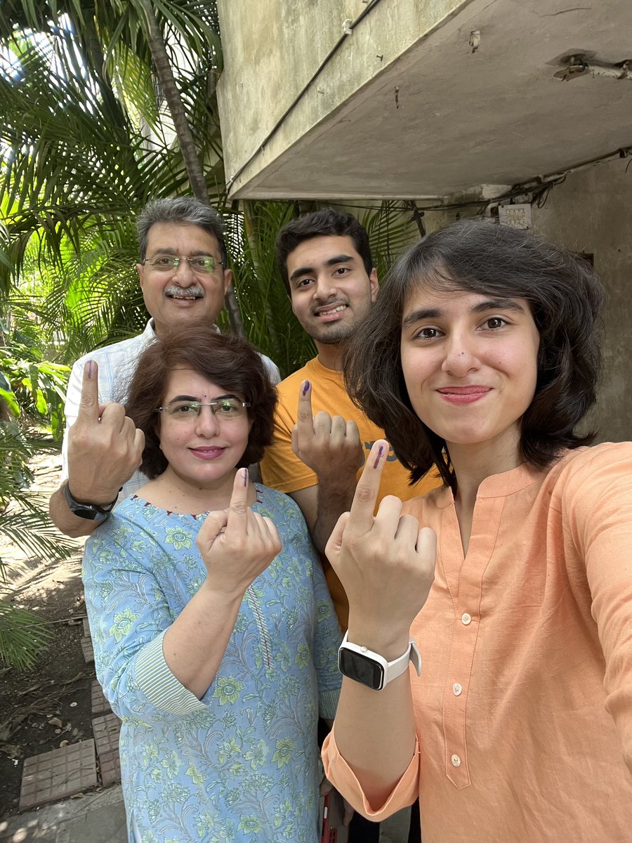 Well, no prizes for guessing who we voted for! 😁❤️

It was my 2nd Lok Sabha election and my brother’s 1st.

In the pics - my brother, my parents and my nani (93 years old).

#NagpurLokSabha #Nagpur #PhirEkBaarModiSarkar #AbkiBaar400Paar @nitin_gadkari @narendramodi #VoteForBJP