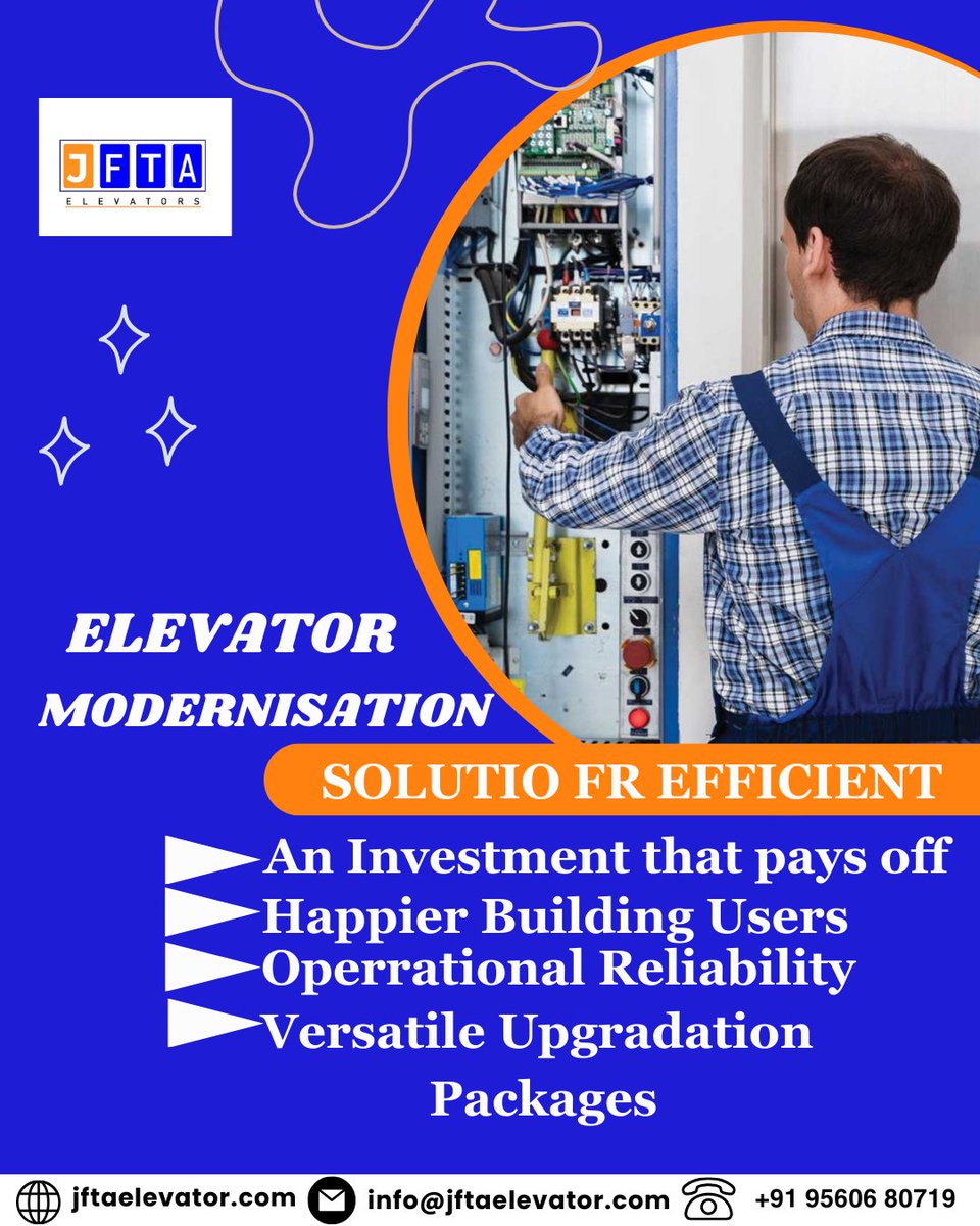 jftaelevator's tweet photo. Elevator modernization solutions offer a
multifaceted approach to improving 
efficiency, safety, and user experience.
.
.
.
Website:- https://t.co/SVgWQIHnoK
Contact:- +91 95606 80719

#newlift #elevatorsafety #safetyfirst #jftaelevators  #homeelevators #homelift #liftsforhome https://t.co/q4IcO3e2mO