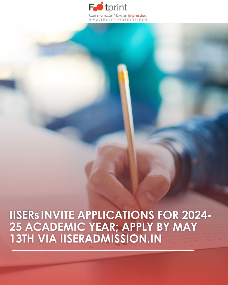 Embark on your academic journey at #IISERs for the 2024-25 session! 

With revised eligibility criteria focusing solely on IAT scores, Class 12 pass outs from 2022, 2023, and 2024 are eligible. 

Apply now at iiseradmission.in before May 13th. 

#AdmissionsOpen #IAT2024