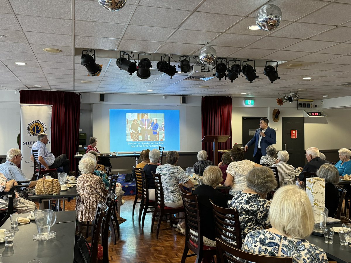 This week I was delighted to be invited as the guest speaker to attend the St Catherine’s Men’s Fellowship monthly meeting and the Sherwood Probus Club. Great to catch up with locals and talk to members about the role of Speaker in the Federal Parliament.