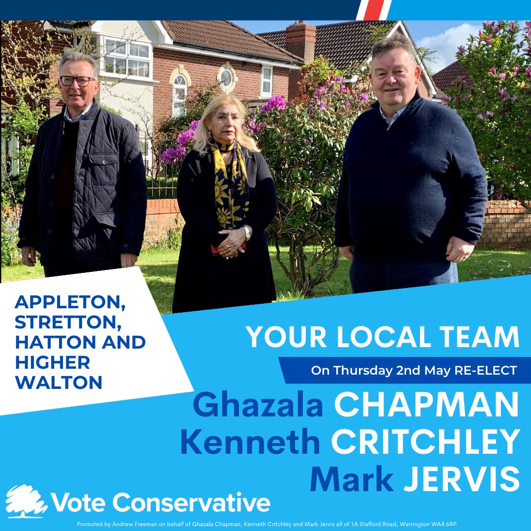 Your local candidates in APPLETON, STRETTON, HATTON &amp; HIGHER WALTON.  #voteConservative