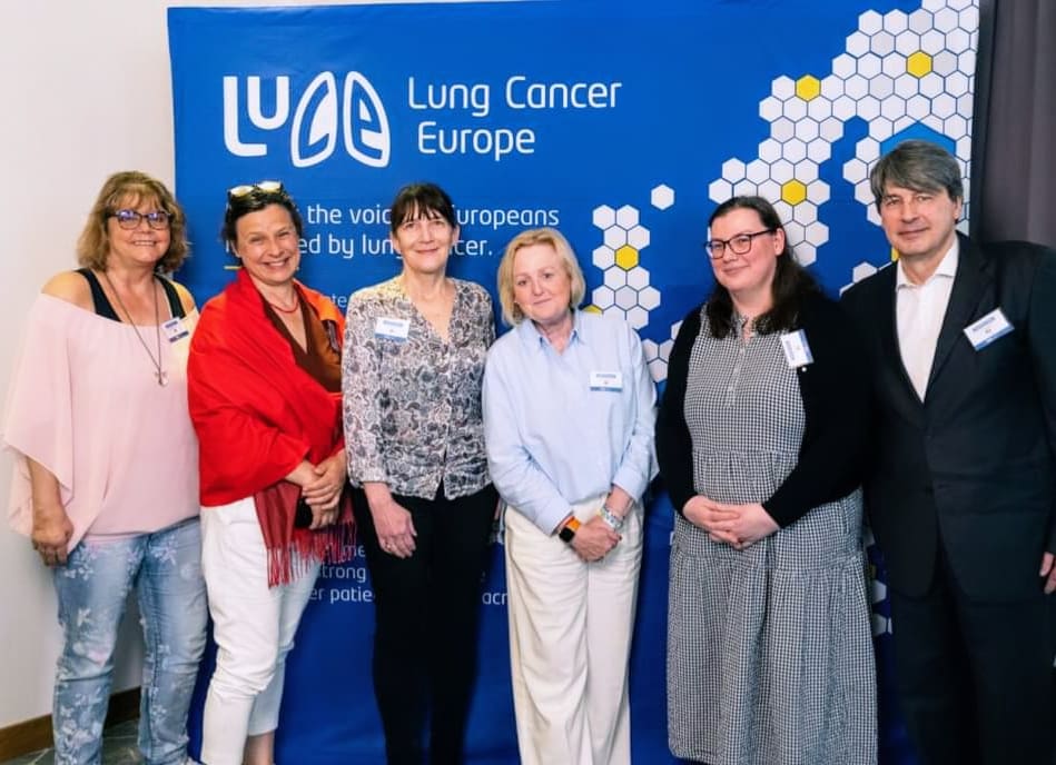 My @LungCancerEu Presidential term has been extended for 1 yr. I will continue to do my best for our lung cancer community & look forward to working with the new Board. Thanks to @tcddublin & my PI @orla_sheils for their continued support ❤️ #LCSM *Missing from pic Angeliki Souri