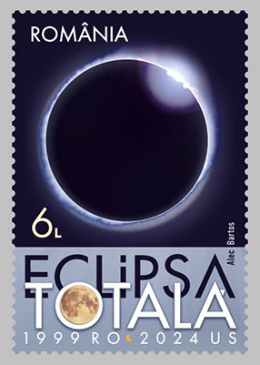 UPU_UN's tweet photo. #FlashbackFriday to the total solar #Eclipse2024 in North America last week🌒

On the very same day, #Romania introduced into circulation a new #stamp issue celebrating both this year’s eclipse as well as 25 years since the Great European #Eclipse on 11 August 1999.

#philately https://t.co/lYAvhUU79t