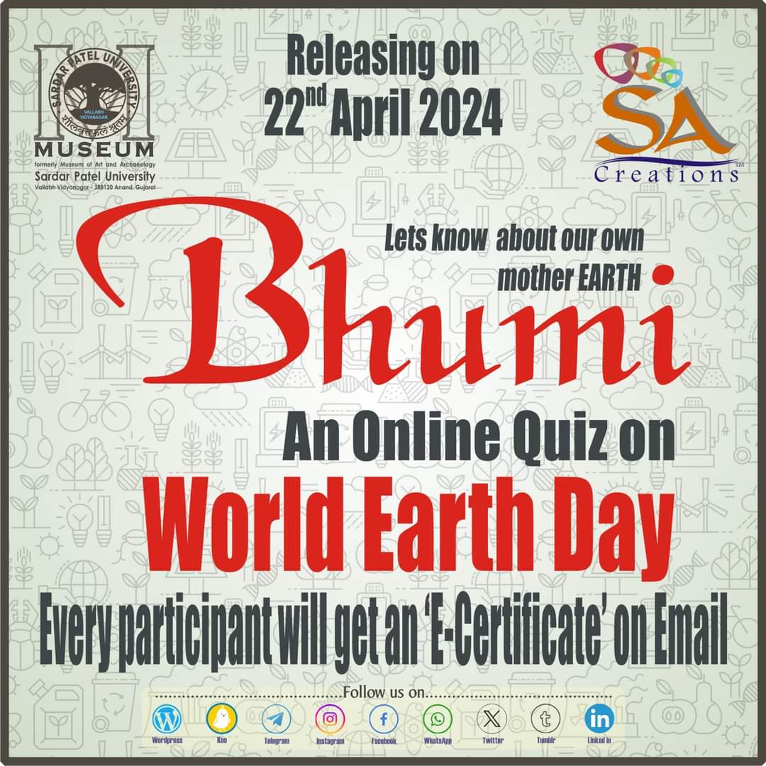 #Bhumi #OnlineQuiz #WorldEarthDay #ReleasingOn22ndpril2024 #SPUmuseum #OnlineActivities #CommemorativeSeries