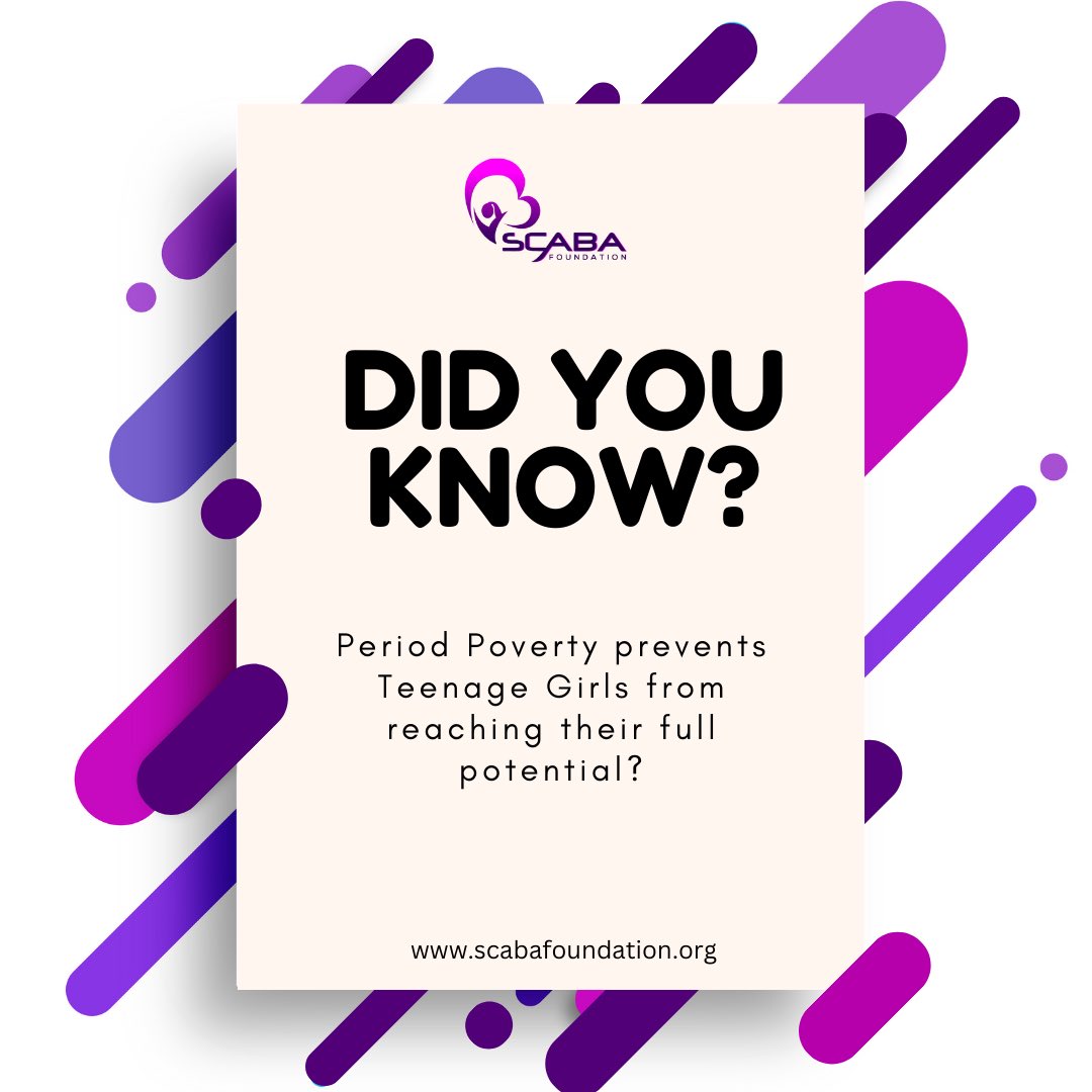 Do you know that Period poverty prevents teenage girls from reaching their full potential? Let’s work together to change the narrative.
#periodpoverty 
#menstrualeducation
#menstruationmatters
#scabafoundation
#makeherfeelspecial