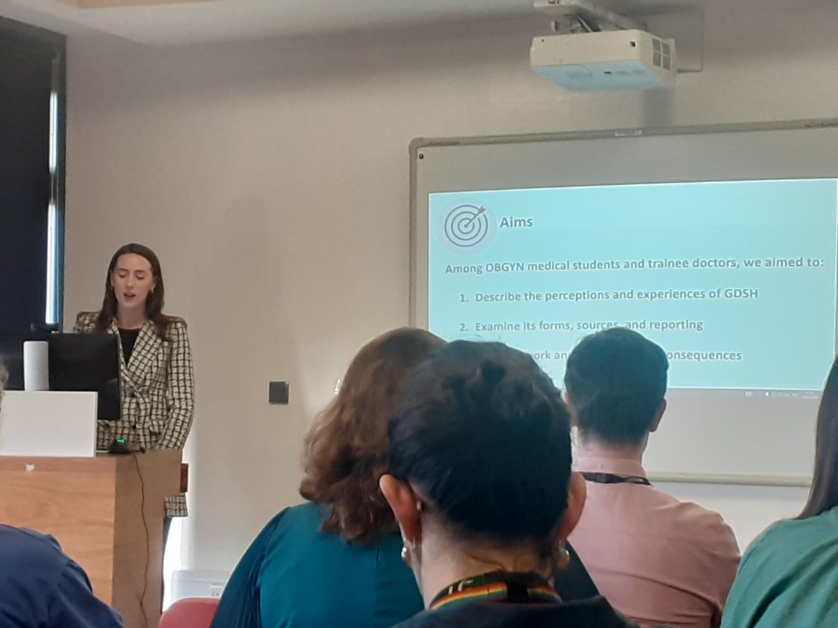 Now we have Samantha Ingham (final yr medical student @UCC) sharing her research which sheds light on gender-based discrimination & sexual harassment in obstetrics & gynaecology training in Ireland @IrelandSouthWID Grand Rounds