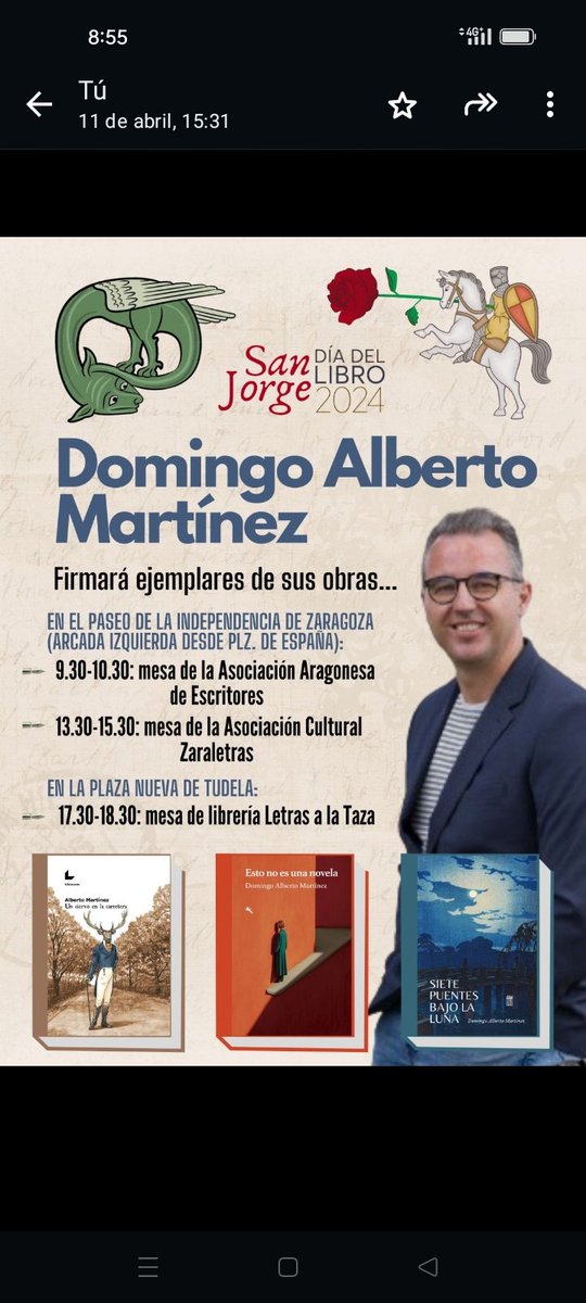 Yo os ayudo: #EstoNoEsUnaNovela 😅
Y además estaré firmando ejemplares en la feria del libro de Zaragoza por la mañana y en la de Tudela por la tarde 😅