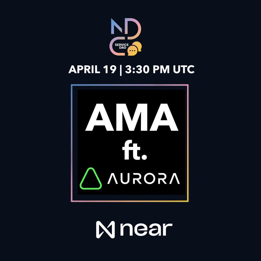 🎙️ Get ready for an electrifying AMA with <a href="/AlexAuroraDev/">Alex Shevchenko 🇺🇦</a>, CEO of <a href="/auroraisnear/">Aurora</a>!

Explore the future of #Aurora, dive into L2 solutions on #NEAR, and learn how Aurora Cloud is reshaping BaaS for #Web3 businesses!

🗓️ April 19th, 3:30 PM UTC 📍 
🔗Join-  t.me/cryptonear
💰