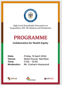 Join us today 11:00 am for this lively discussion on #Inequalities - led by @FirstLadyNam, Hon Dr #Kalumbi_Shangula @MOHSSNamibia1 @UNNamibia RC @hphororo @MichaelMarmot @PEPFAR Coordinator,  Deputy Governor @BankofNamibia , Dr Christian Winter, moderated by @ipprnamibia ED!