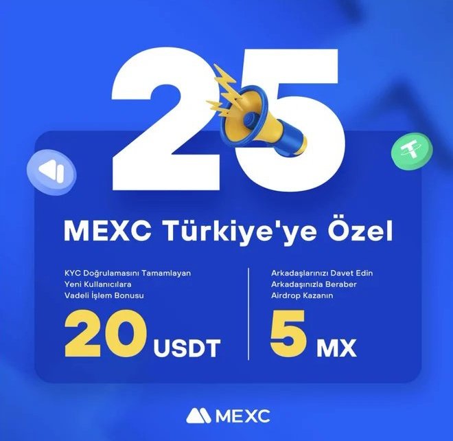 MEXC borsası Türkiye kullanıcılarına özel alttaki etkinliği başlattı. Mutlaka değerlendirin. 📍 Kayıt olmak için: mexc.com/tr-TR/register…