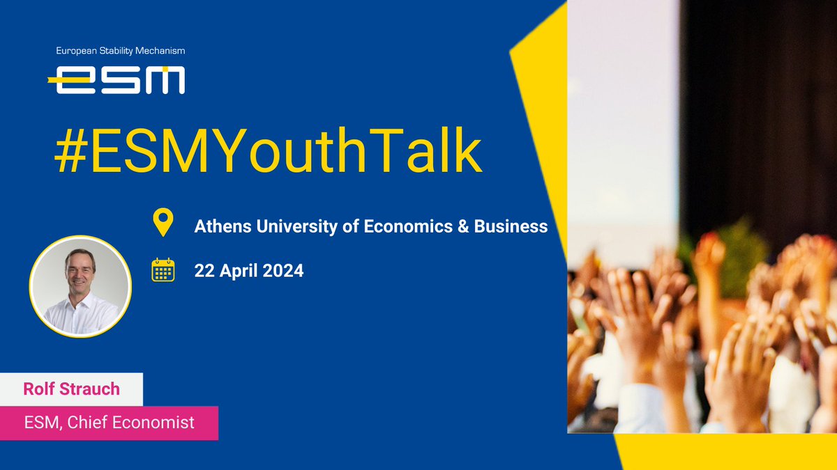 ESM's Chief Economist @r_strauch will be a guest lecturer at the @AUEB next week! He will discuss the 25 years of the euro, how the euro area has weathered recent crises and the challenges ahead. #ESMYouthTalk #ESMeuro #aueb #auebDeos