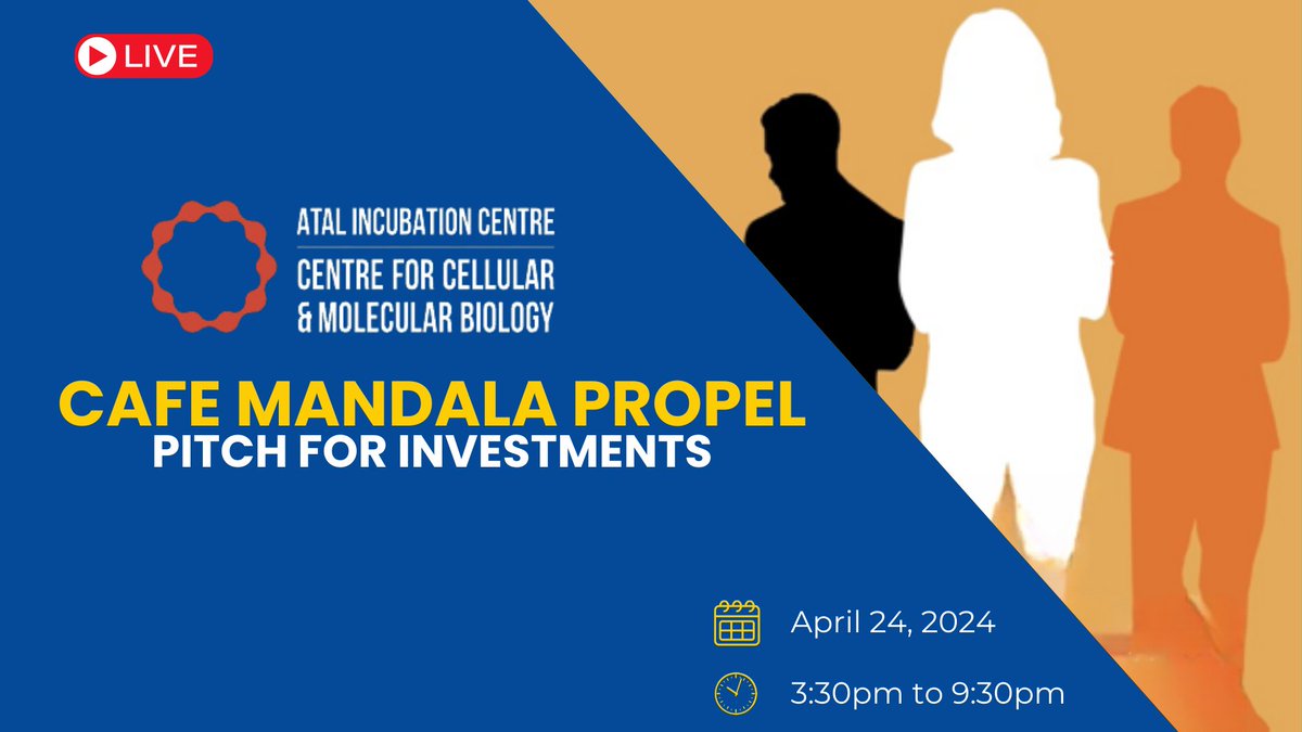 Join us on April 24th at AIC CCMB Cafe Mandala Propel for an exciting event. Watch the teaser on our Web TV: youtu.be/guADQHZ6zyE @rpallela #AICCCMB #CafeMandalaPropel #StartupEvent @AIC_CCMB @majsunilshetty #nalamrao @mystartuptvin