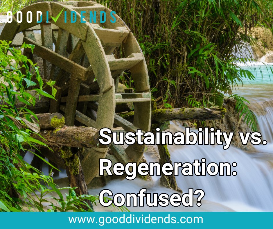 Sustainable: Maintains what we have, minimizing harm. Think 'reduce, reuse, recycle.' ♻️
Regenerative: Goes beyond! It actively improves & heals the environment.
Both are great, but regeneration goes a step further! 

#GoodDividends #ClimateAction #LearnTheLingo