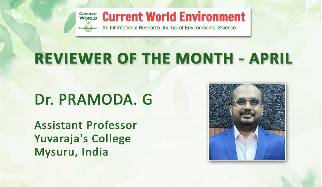 We congratulate Dr. PRAMODA. G who is entitled as 'REVIEWER OF THE MONTH' for his valuable and commendable support.
#Publishing #PeerReview #Ethics #OpenAccess #AcademicPublishing #research #Review #naturalresources #Environmentalpollution #Environmentallaws