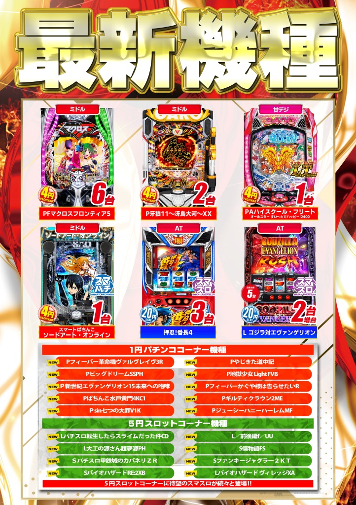 willmax080815's tweet photo. ＼📣#ウィルマックス #新台入替 ／

本日、4月22日(月) 
夕方16:00より#新台オープン 🥳
全9機種18台導入！

更に5スロにスマスロ登場！

この後16:00より開放予定🥰
ご来店お待ちしております😆

#マクロスフロンティア #牙狼 #ハイスクール・フリート
#押忍番長4 #ゴジエヴァ #ラッキートリガー https://t.co/U83EMJo0uy