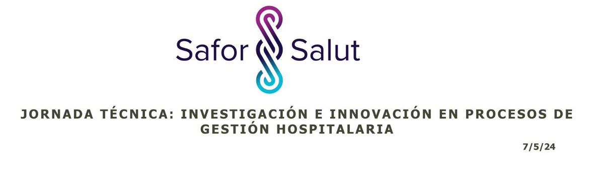 📢 @SaforSalut organiza la Jornada técnica: investigación e innovación en procesos de gestión hospitalaria. 🗓️ Martes 7 de mayo ⏰9:30 a 11:15 horas 🏥Salón de Actos del Hospital U. Francesc de Borja de Gandia. 🔗fisabio.san.gva.es/es/actualidad/…