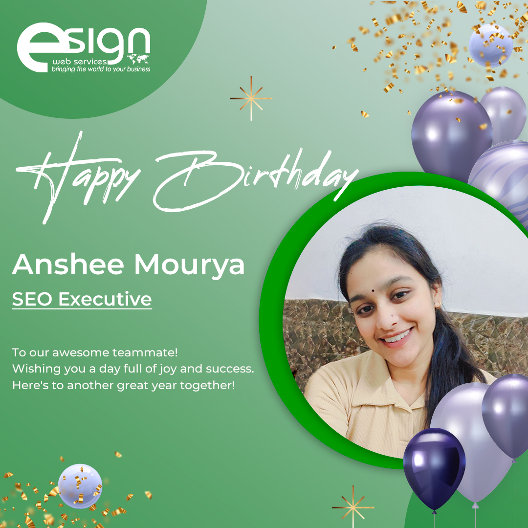 🎉 Happy Birthday Anshi! 🎂 Our SEO executive extraordinaire, keeping our online presence shining bright! 💫 
.
.
#BirthdayGirl #SEOQueen #DigitalDivas #Celebrate #AnotherYearStronger #PartyTime #TeamLove #Grateful #WorkFam #CheersToYou #esignwebservice