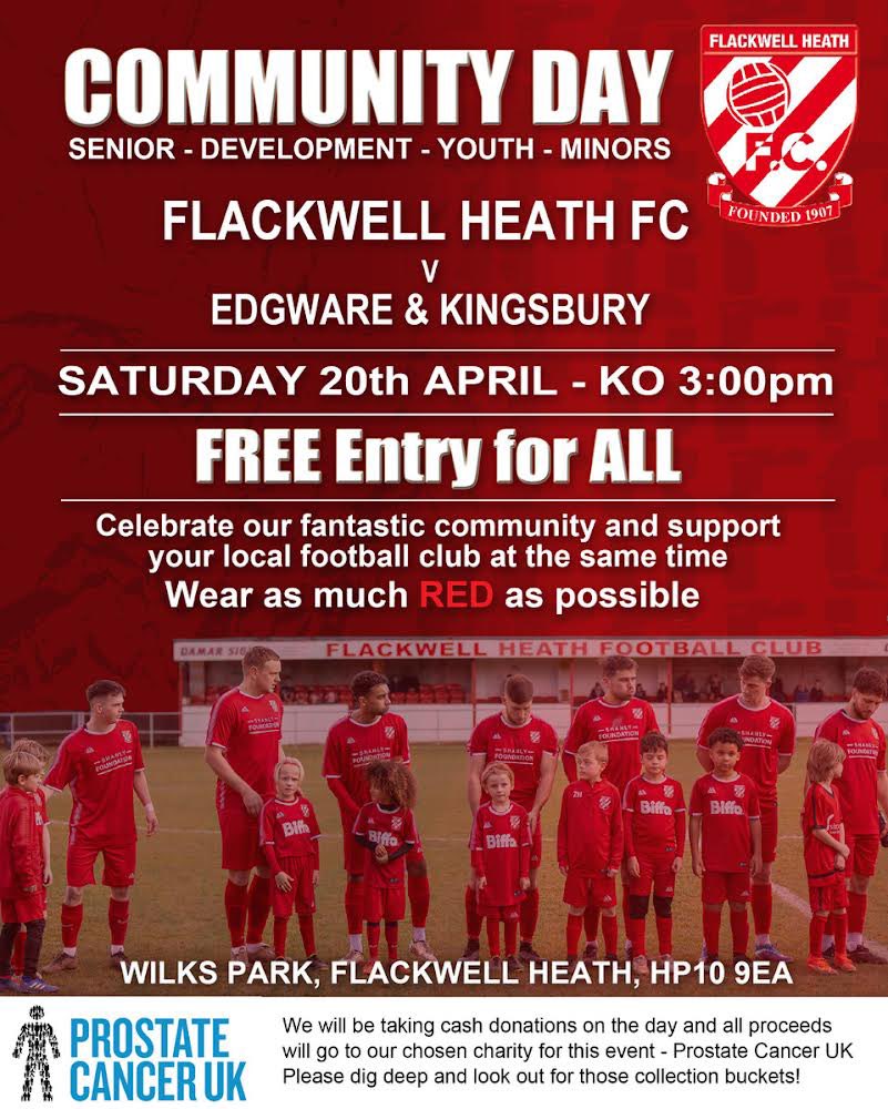 Tomorrow afternoon at Wilks Park, will you be joining us…. 👀 Free Entry For All with cash collections in aid of @ProstateUK Come & celebrate our fantastic community whilst supporting the lads on the pitch at the same time 🔴👊🏻 #Heathens #Community #FootballFamily