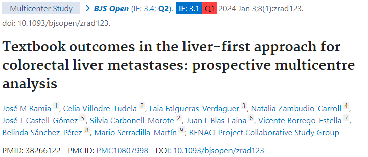 🔬#ProducciónCientífica @CirugiaHuvn @hospital_hvn: 

'Textbook outcomes in the liver-first approach for colorectal liver metastases: prospective multicentre analysis' #DifundeCiencia #HUVNdivulga #HUVNinvestiga 

pubmed.ncbi.nlm.nih.gov/38266122/ doi.org/10.1093/bjsope…