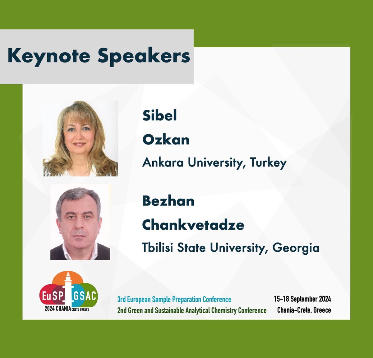 EuSP_GSAC_2024's tweet photo. Meet EuSP2024|GSAC2024 Keynote Speakers: @AysilSibel and Bezhan Chankvetadze! https://t.co/sSFImahXJy