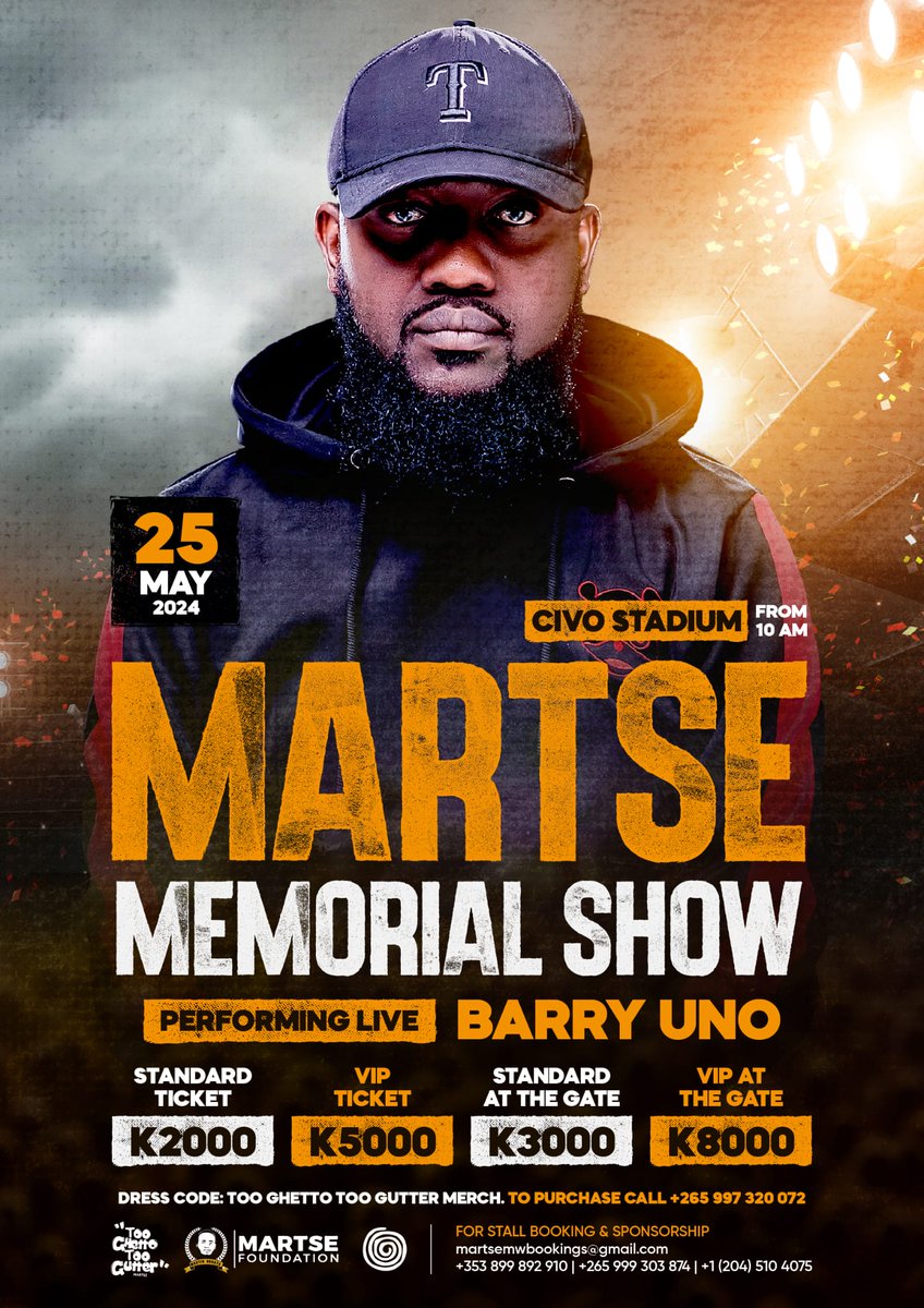 Added to the list of performers to headline Martse Memorial Show :- Barry Uno🎤

Net proceeds  will go towards the Martse Foundation desk initiative 🙏🏾

#Tooghettotoogutter
#MartseFoundation