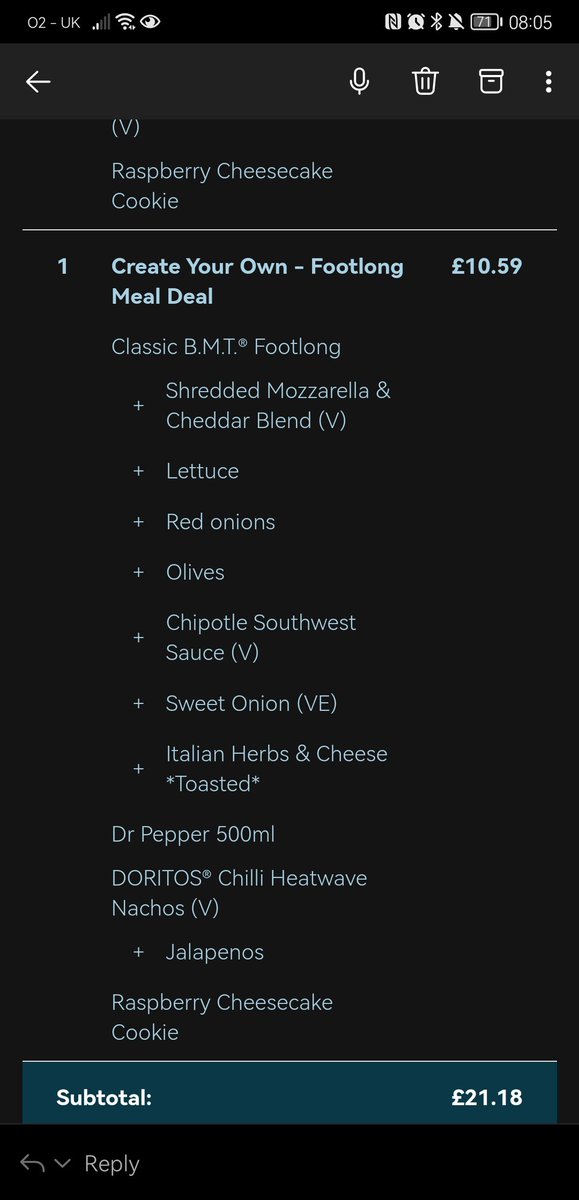 ashleah_'s tweet photo. @SubwayUK I just placed an order and one of my Italian bmt subs didn't have any salami in it, only ham and pepperoni 😭 I tried complaining to juateat but they won't offer a refund, can someone please help https://t.co/YCuAf2deFS