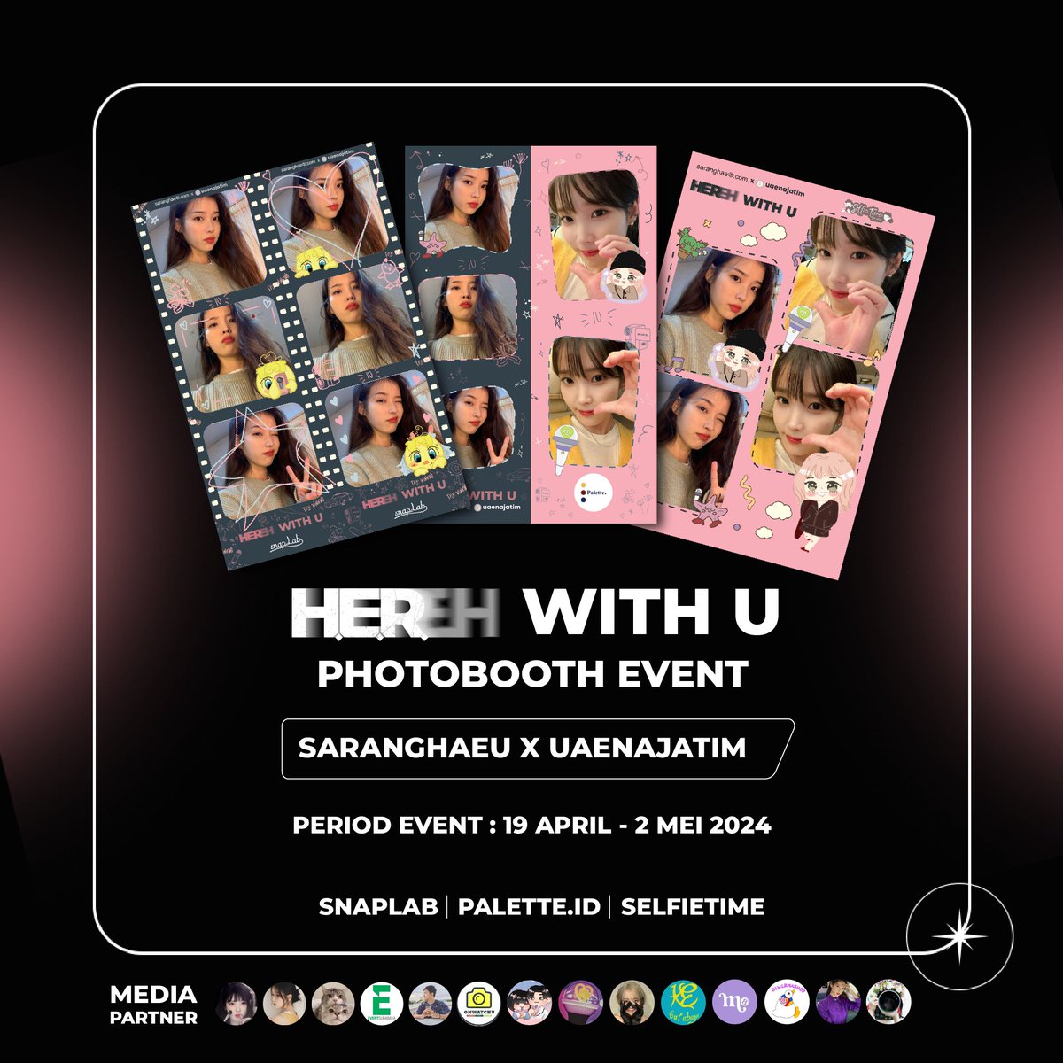 _saranghaeu's tweet photo. 🐥 𝒊𝒔 𝑯𝑬𝑹𝒆 𝒘𝒊𝒕𝒉 𝑼

#IU PHOTO FRAME EVENT
by @_saranghaeu x @uaenajatim

🗓️ 19 April - 2 Mei
📍 Details on Poster

Share your moment with the hashtag #HERe_with_U &amp; tag @_saranghaeu x @uaenajatim

Shh.. 🤫
There will be something special at the concert day. Stay tuned ! https://t.co/oBHxU8grc2