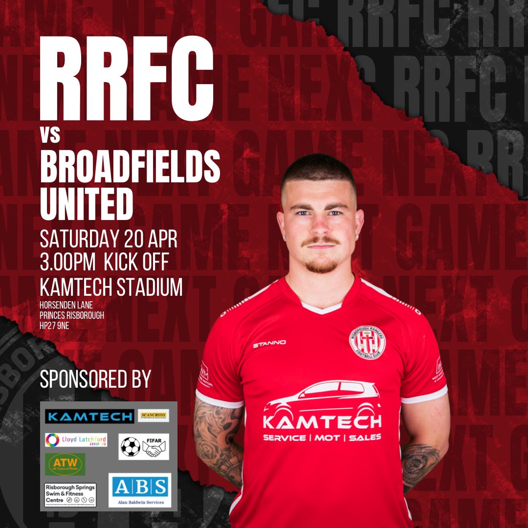 RRFC_1971's tweet photo. Join us for our last home match of the season on Saturday afternoon as we welcome @BroadfieldsUtd to the KAMTECH Stadium.
KO: 3.00PM
@kamtechgarage @baldwin_al #FIFAR #RisboroughSprings #SESLtd #ATW #LloydLatchford https://t.co/oSJyu3FvSf