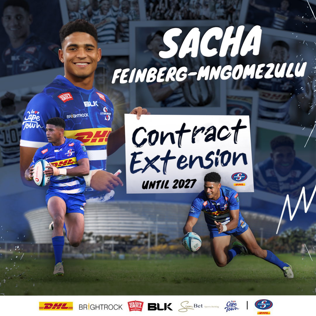 THESTORMERS's tweet photo. ✍️ Sacha Feinberg-Mngomezulu has signed on with us until 2027.

💬 'We have some incredible players here and I want to keep learning from all of them and the coaches'

Read the full story 👉 https://t.co/OFmFb2eeKk

#iamastormer #dhldelivers #SFM https://t.co/zFtoVnaW3f