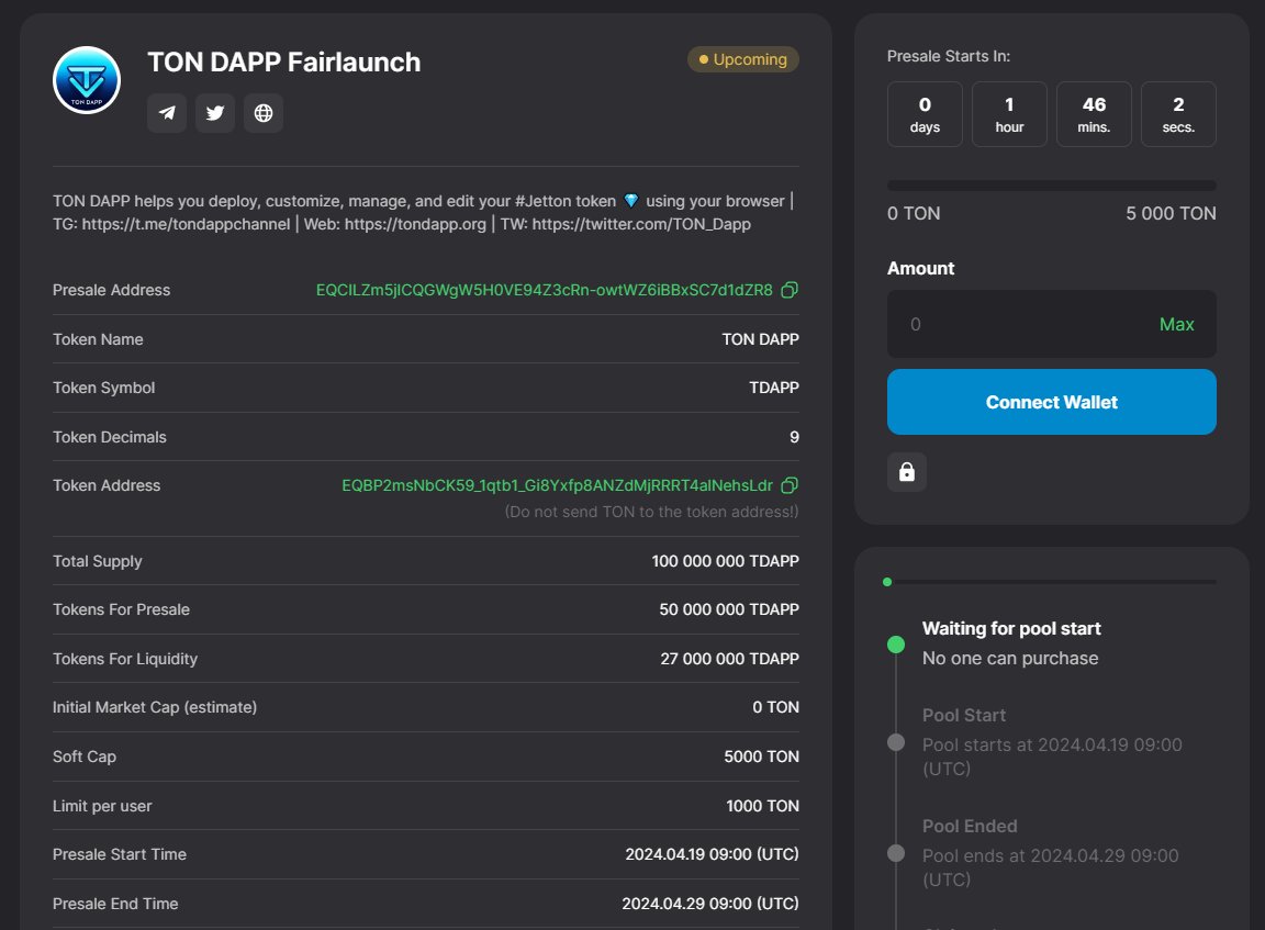 TON_Dapp's tweet photo. 1 hours 45 minutes to go

Ready for $TDAPP

We love $TON 💙💙💙 https://t.co/GyHqj91mHt