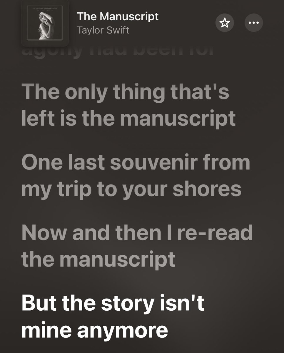 SwiftNYC's tweet photo. Taylor ends the #TSTTPD album with the line ‘But the story isn’t mine anymore.’ 🤍 

Thank you @taylorswift13 for 31 beautiful tracks that are now ours with you 🤍🥲 https://t.co/00LVd88lCV