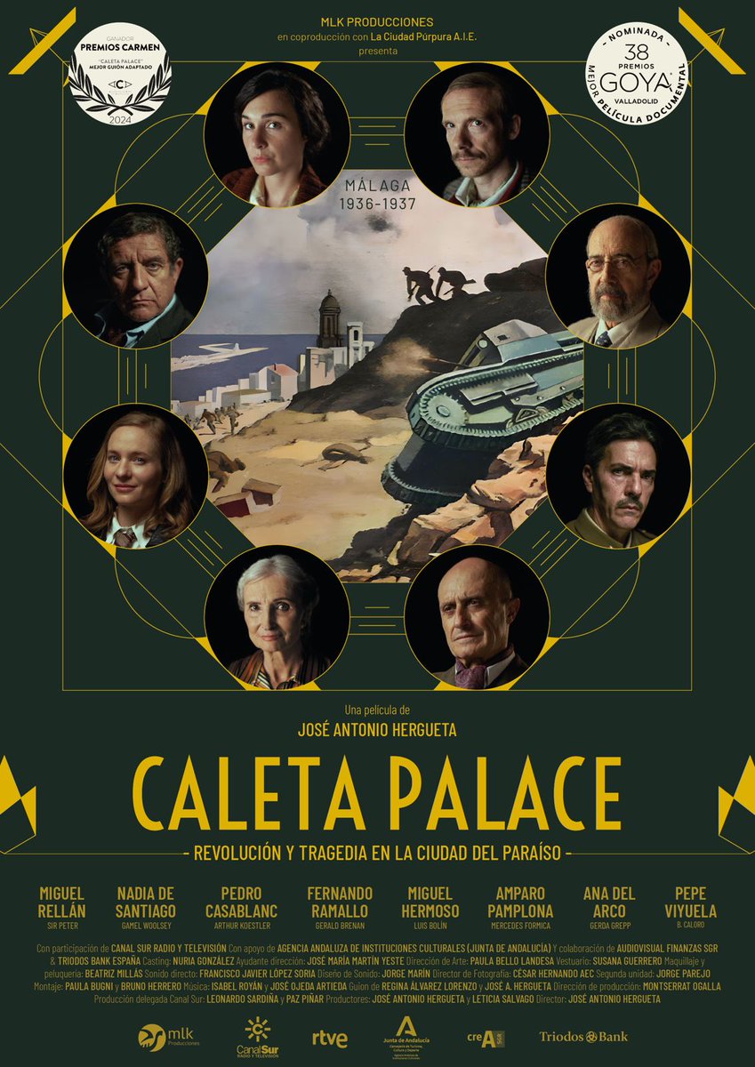 Mañana sábado 'Caleta Palace' tendrá estreno TV en Andalucía, un viaje a la Málaga de 1936-37 de la mano de 8 personajes extraordinarios con un gran reparto. Premio Carmen y nominada @premiosgoya Sábado 20 abril 22.45h en ATV de @canalsur #MLKproducciones @Caleta_Palace