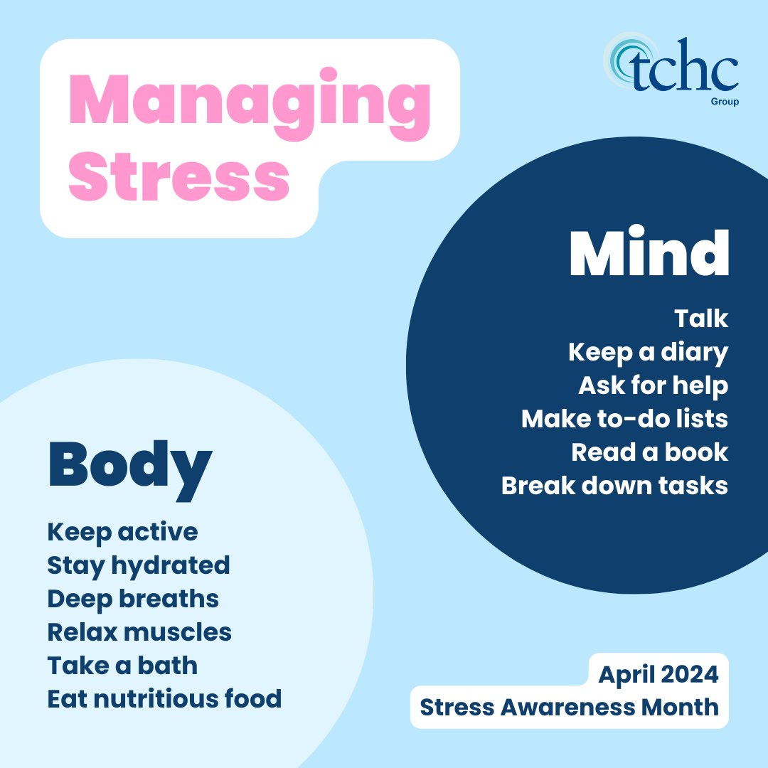 Embrace body and mind strategies to help ease stress.🌱💆‍♂️ 

#stress #stressawarenessmonth #stressawareness #tips #strategies #care #college #school #learning #education #StressRelief #SelfCare