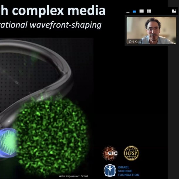 InstLangevin's tweet photo. For our last day of Waves in Complex Media 2024, we are delighted to welcome Ori Katz (@HebrewU) remotely as he dives into the fascinating realm of imaging in complex media at @IES_Cargese! #wavefrontshaping! https://t.co/YmMwrv2fZb