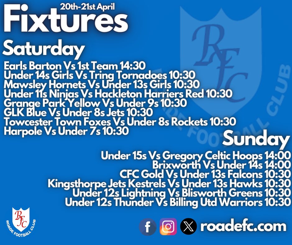 Our weekend fixtures 💙⚽️