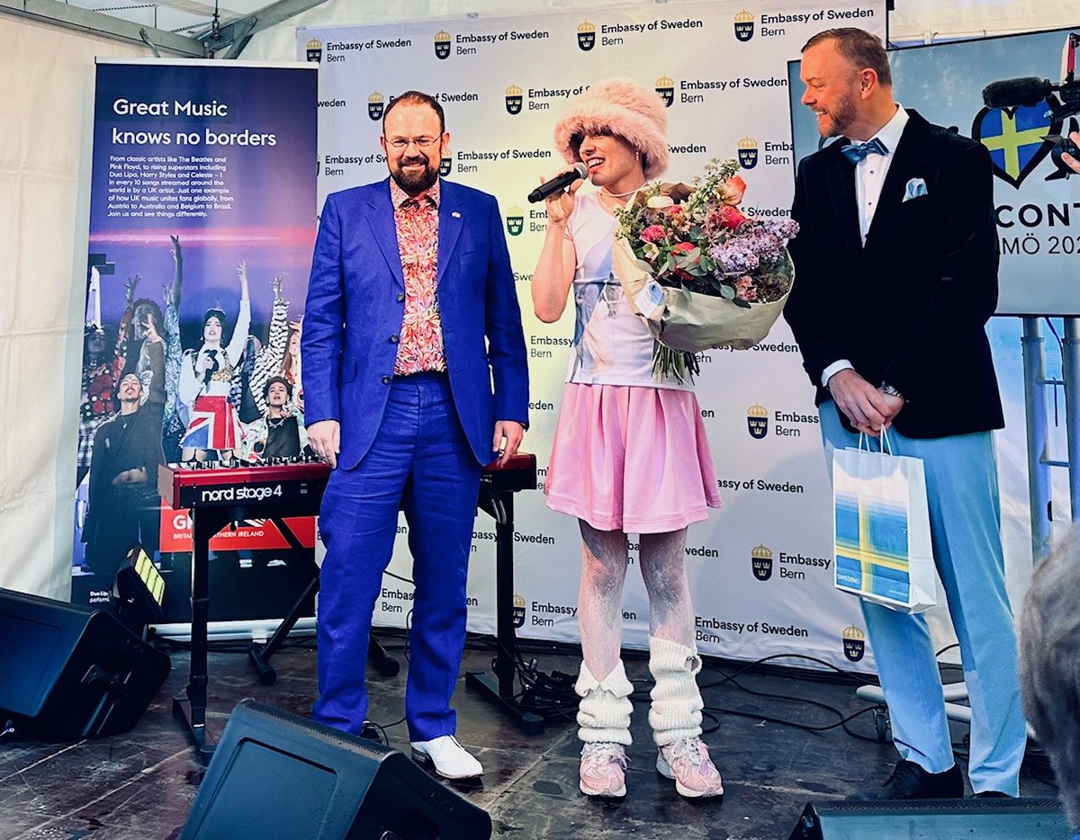 Bon Voyage to Nemo &amp; an homage to @ABBA’s Brighton Eurovision 1974 🇬🇧 win!

<a href="/UKEmbassyBerne/">UK in Switzerland 🇬🇧🇨🇭🇱🇮</a> &amp; <a href="/SwedeninCH/">Swedish Embassy Bern</a>, with <a href="/SRGSSR/">SRG SSR</a>, are delighted to have hosted Nemo’s official send-off 🇨🇭 in Bern, celebrating <a href="/Eurovision/">Eurovision Song Contest</a> 🎤

An unforgettable evening filled with stellar performances!