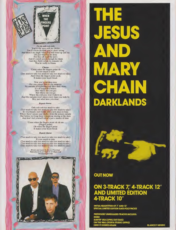Further to yesterday's Hooverville tweet, more discoveries: more of The Christians' lyrics, from the pages of Smash Hits magazine... I used to love Smash Hits. 1/ Forgotten Town - 25/1/87 2/ When the Fingers Point - 4/11/87 3/ Ideal World - 27/1/88 4/ Born Again - 23/3/88.