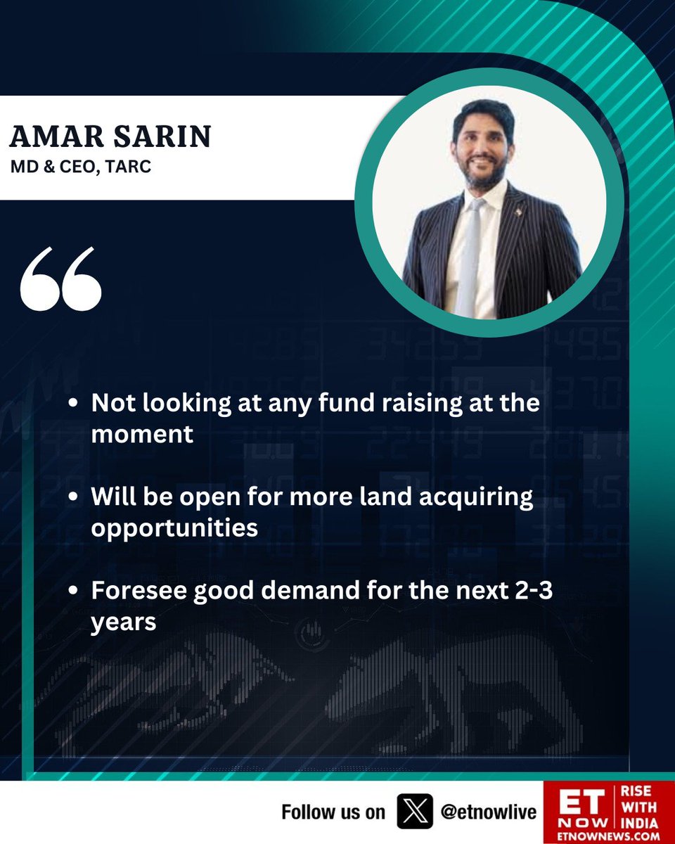#OnETNOW | 'Will be open for more land acquiring opportunities' says Amar Sarin of TARC