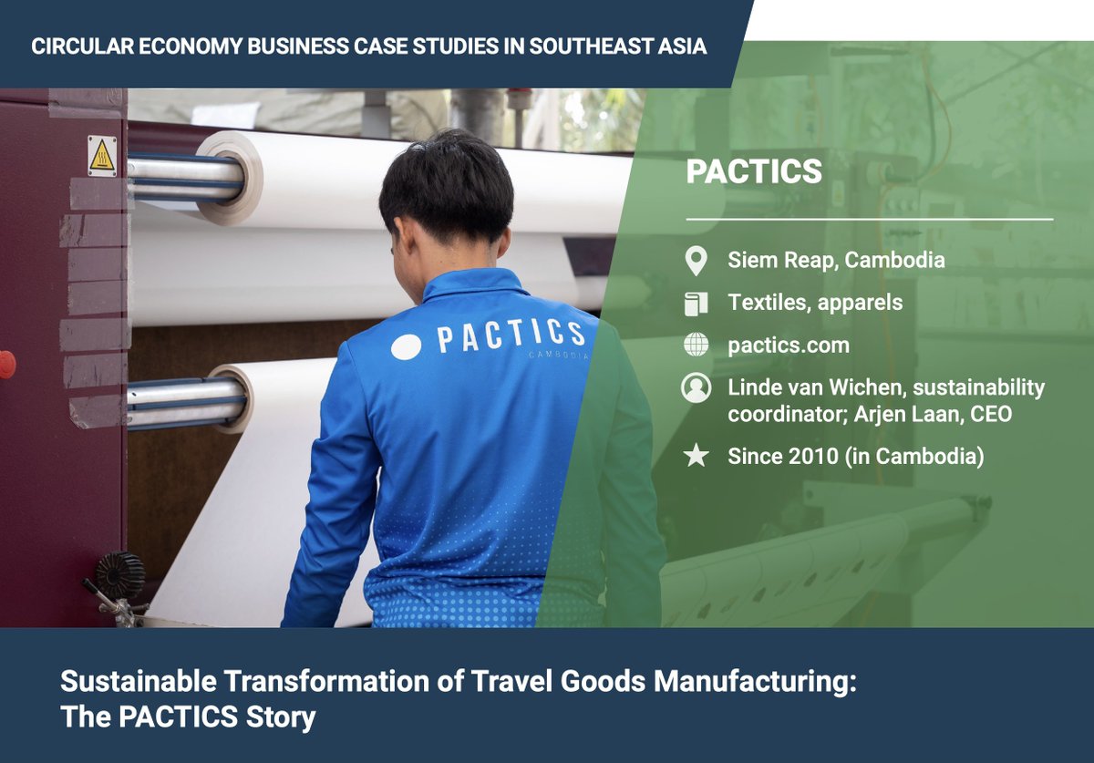 switchasia's tweet photo. Pactics, a global company specialised in 🎒 travel goods manufacturing from high-quality technical textiles is committed to minimising the environmental footprint of manufacturing in Cambodia. Discover @switchasia #circulareconomy selected Business Cases 👉 https://t.co/O0KvecFeJH @ASEANCSRNetwork @EU_Partnerships @capacity4dev @Zinaida2009 @LoraineGt7 @Rene_Van_Berkel