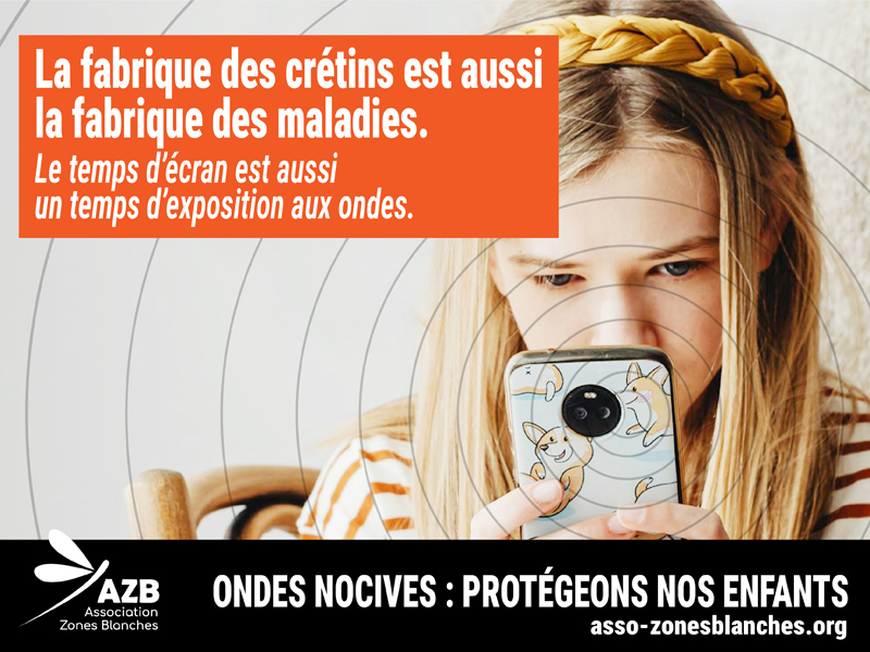 AZB_ehs_mcs's tweet image. LE TEMPS D&apos;ECRAN EST AUSSI UN TEMPS D&apos;EXPOSITION AUX ONDES 

Nos visuels ici  :
asso-zonesblanches.org/visuels-dinfor…
-
#enfants #realitevirtuelle #gaming #écrans #tempsdecran #Electrosmog #Ondes #AntennesRelais #Stop5g  #Antennes #Prévention #RFwaves #wifi #smartphones #safeconnections