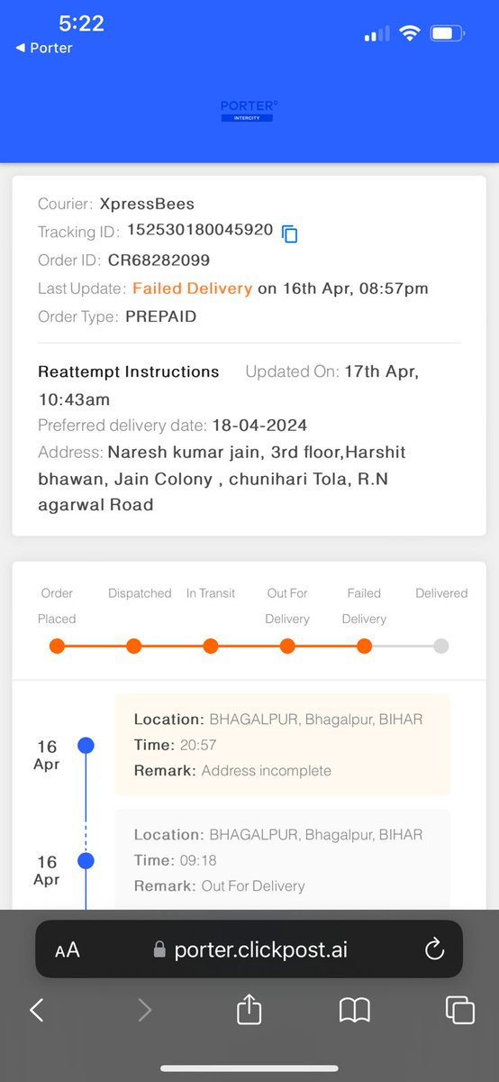 sanket321's tweet photo. @pranavgoel1989 @porterit_ I have not received my parcel which was very important and expensive and it's been 12 days already. I plead with you to do something and deliver my parcel somehow. I have tried to contact you a hundred times but no one is responding. https://t.co/OuBQyqZZtm